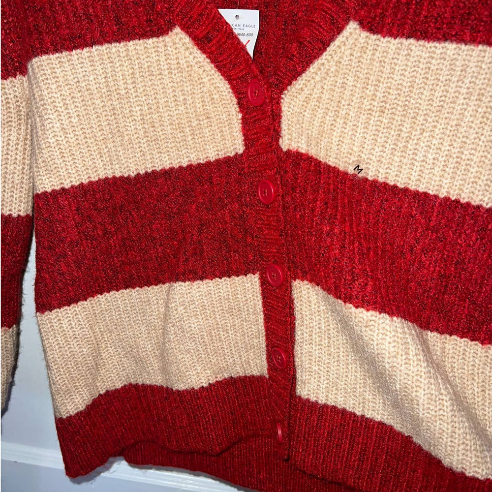 New American Eagle Rugby Striped Cardigan Sweater size M - Picture 2 of 6